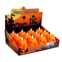 4103 Eлектронна свещ Тиква Halloween декорация, 7 cm, снимка 2 - Декорация за дома - 42494449