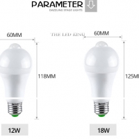  LED крушка E27 PIR сензор за движение  12 V  /  18 V, снимка 4 - Крушки - 36079427