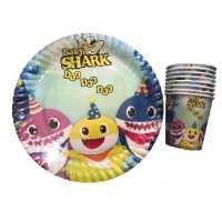 Бебе Акули Baby Shark 8 бр картонени чаши чашки парти рожден ден, снимка 2 - Чаши - 26599148