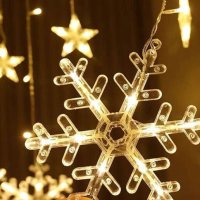 Коледни Лампички тип Завеса , Звезди , Снежинки , Елени , , снимка 2 - Декорация за дома - 42495505