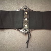 Черен корсет колан за талия с дантела и връзки - размер M-L, снимка 6 - Корсети, бюстиета, топове - 41015999