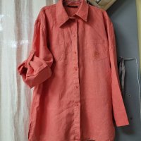 BETTY BARCLAY ЛЕНЕНА риза оранжева, цвят сьомга- XXL, снимка 5 - Ризи - 40895014