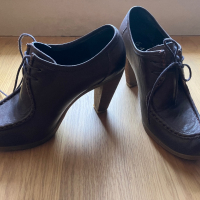 Обувки с ток - естествена кожа с опушен ефект. GiAnni #39. ток 9 см, снимка 1 - Дамски обувки на ток - 44828679