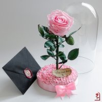 Подарък за Рожден ден на Жена / Истинска Розова Роза в Стъкленица / Жива Вечна Роза, снимка 1 - Декорация за дома - 34646479