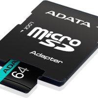 Карта памет ADATA 64GB/V30 microSDHC + Adapter, снимка 2 - Карти памет - 41538094