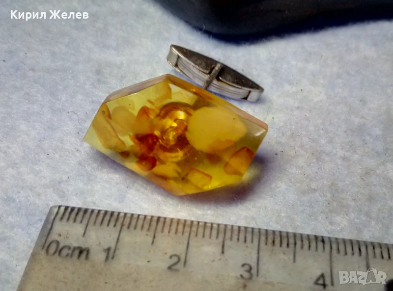 СТАРО СЪВЕТСКО КЕХЛИБАРЕНО КОПЧЕ За РЪКАВЕЛИ БУТОНЕЛ с БАЛТИЙСКИ КЕХЛИБАР 13740, снимка 1