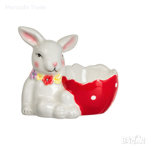 Поставка за великденско яйце Mercado Trade, Зайче с купа, Червен, снимка 1