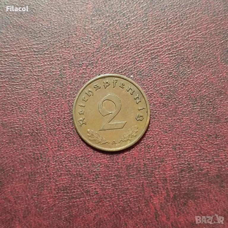 Германия Райх 2 пфенига 1939 МД 'A' - Берлин, снимка 1