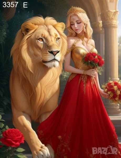  Златна роза и Кралски лъв  - диамантен гоблен, снимка 1