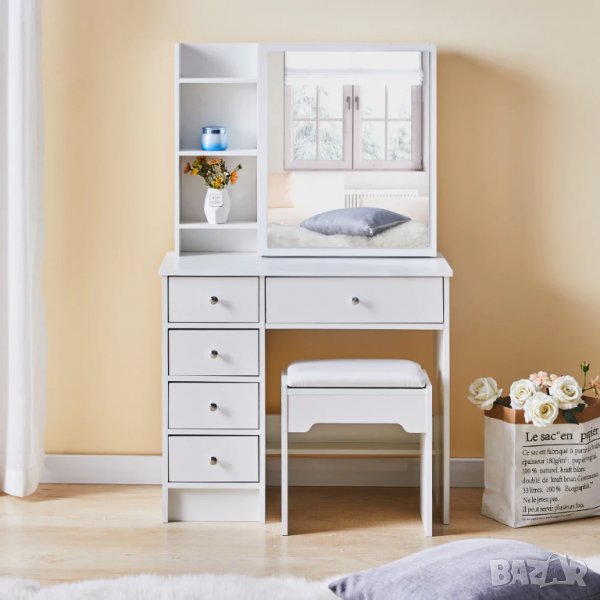 ПРОМОЦИЯ Тоалетка с табуретка WFBS-DR-0067WH, снимка 1