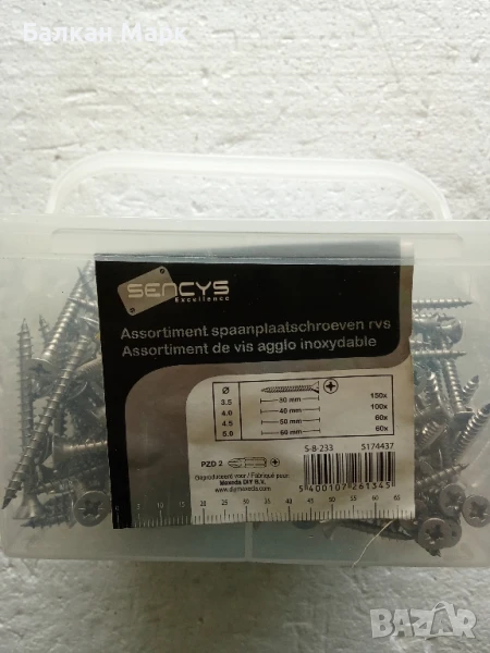 Сет винтове за дърво от неръждаема стомана PZ – пълна резба-370бр, снимка 1