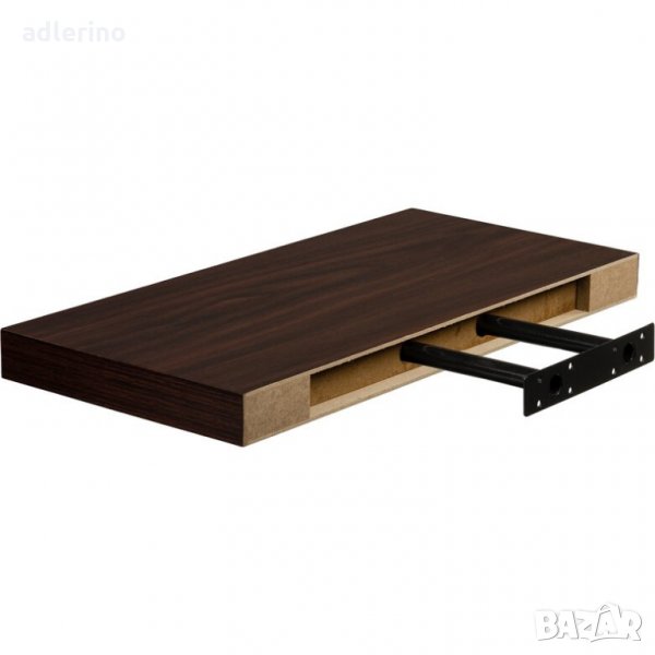 Стеннен рафт "Volto", рафт за стена, 110 см, тъмен дървесен декор, скрито монтиране, снимка 1