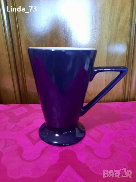 Големи чаши за капучино/мляко-със столче. Кобалтово-сини+зл.кант-6бр. Вмест.-210-220мл.Внос Германия, снимка 1