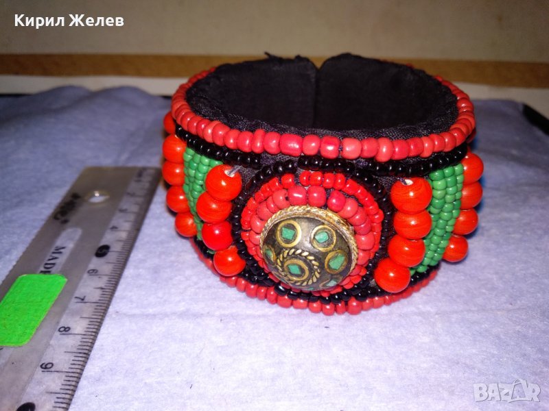 СТАРИННА МЪНИСТЕНА БЕРБЕРСКА ЕТНО ГРИВНА РЯДКА РЪЧНА МАЙСТОРСКА ИЗРАБОТКА с ЕСТЕСТВЕН ТЮРКОАЗ 23541, снимка 1