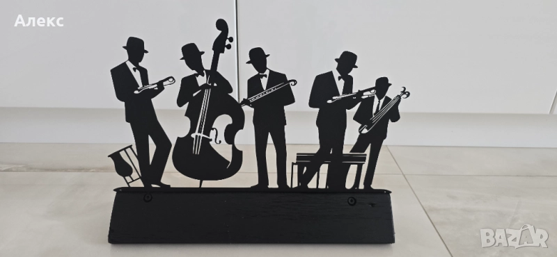 Джаз музиканти–метал, дърво, 30см/ 40см, снимка 1