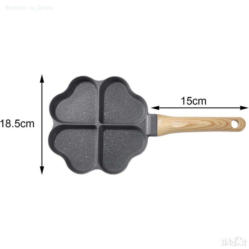 Тиган за пържене на яйца, палачинки, пържени картофи, индукция сърце, снимка 1