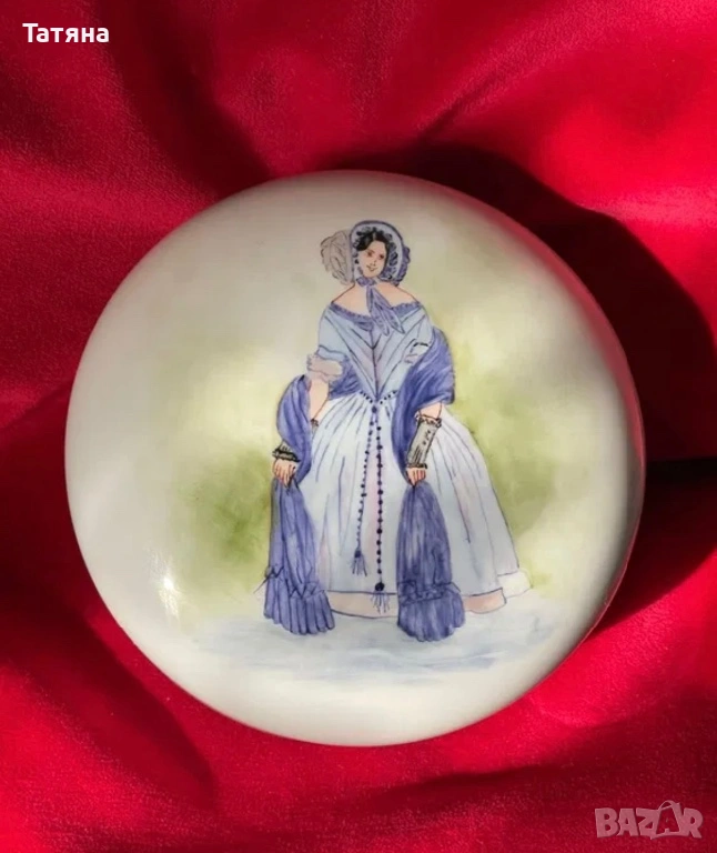 Furstenberg  Germany , красива ретро порцеланова кутия за бижута, бонбониера, ръчно рисувана, снимка 1