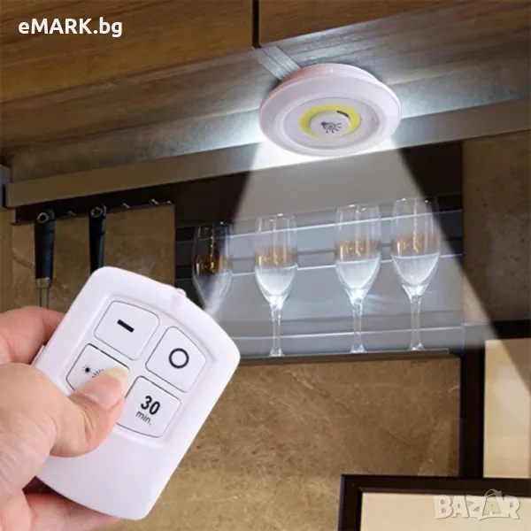 Практичен комплект от 3 броя LED лампи плюс дистанционно управление, снимка 1