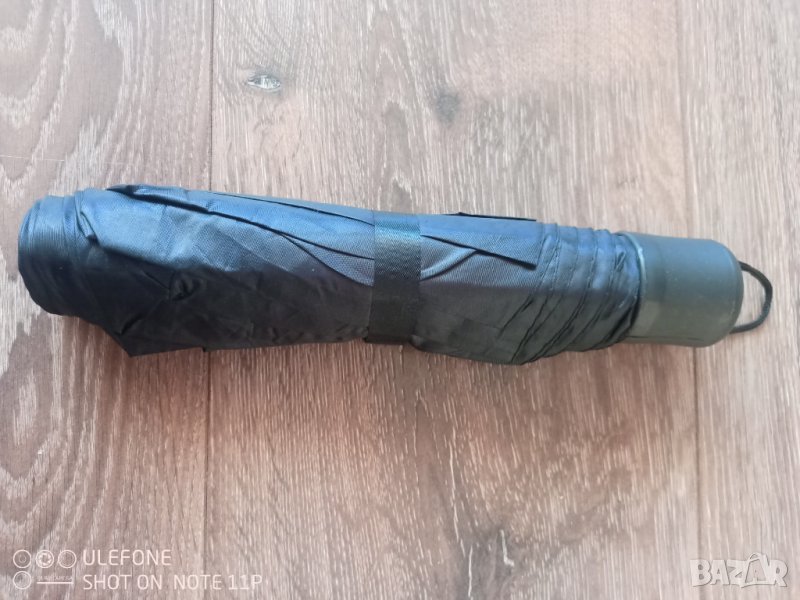 Мъжки сгъваем черен чадър 96 см. диаметър с калъф, снимка 1