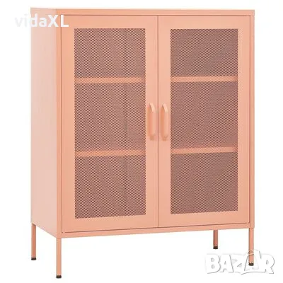 vidaXL Шкаф за съхранение, розов, 80х35х101,5 см, стомана（SKU:336175）, снимка 1