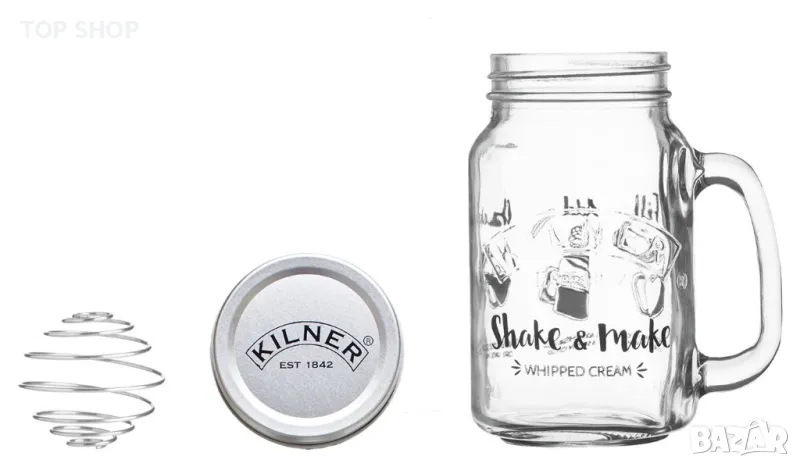 Комплект за приготвяне на домашна бита сметана KILNER SHAKE AND MAKE WHIPPED CREAM JAR, снимка 1