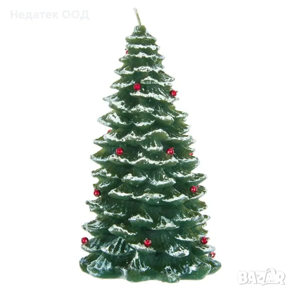 Свещ, Коледна елха, зелен, Ø9x18см, снимка 1