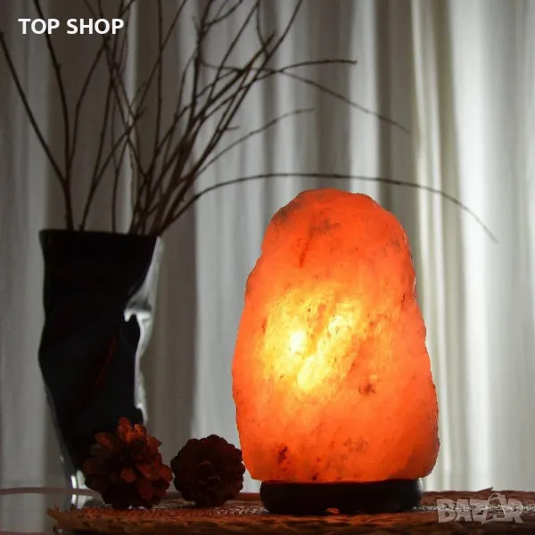 Лампа от Хималайска сол 3 кг. с дървена основа, снимка 1