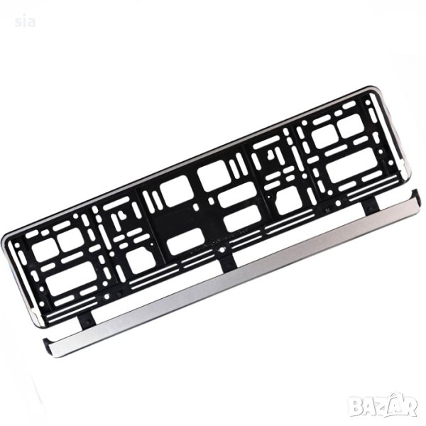 Стойка за регистрационен номер, сребрист кант, снимка 1