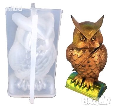 3d Грамаден Бухал сова на основа силиконов молд форма фондан гипс шоколад декор смола, снимка 1