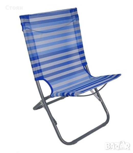 Плажен стол със сини райета 49x43x61см, снимка 1