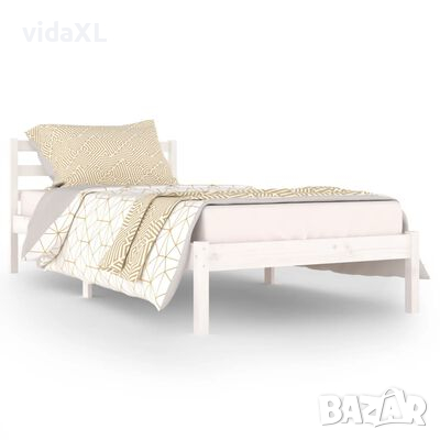 vidaXL Рамка за легло, борово дърво масив, 90х200 см, бяла(SKU:810416, снимка 1