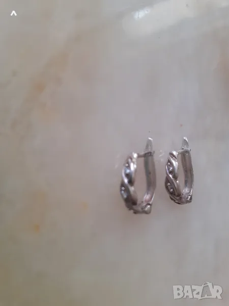 Сребърни обици с цирконий, снимка 1