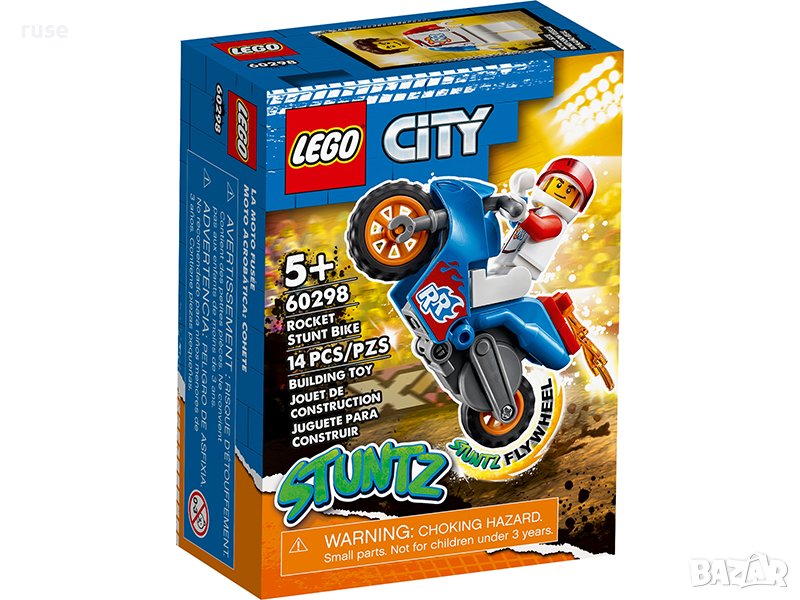 НОВИ! LEGO® City Stunt 60298 Каскадьорски мотоциклет ракета, снимка 1