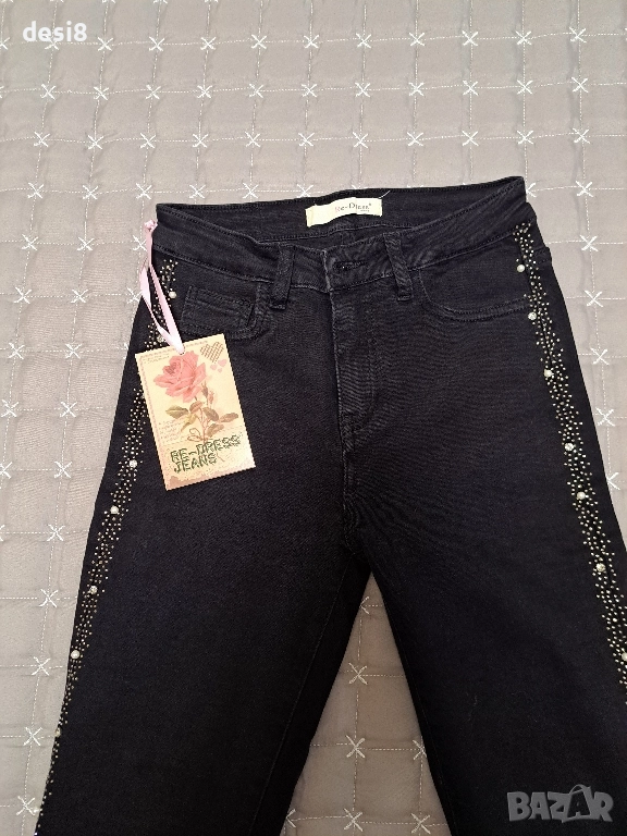 Нови дънки с перли и камъчета, снимка 1