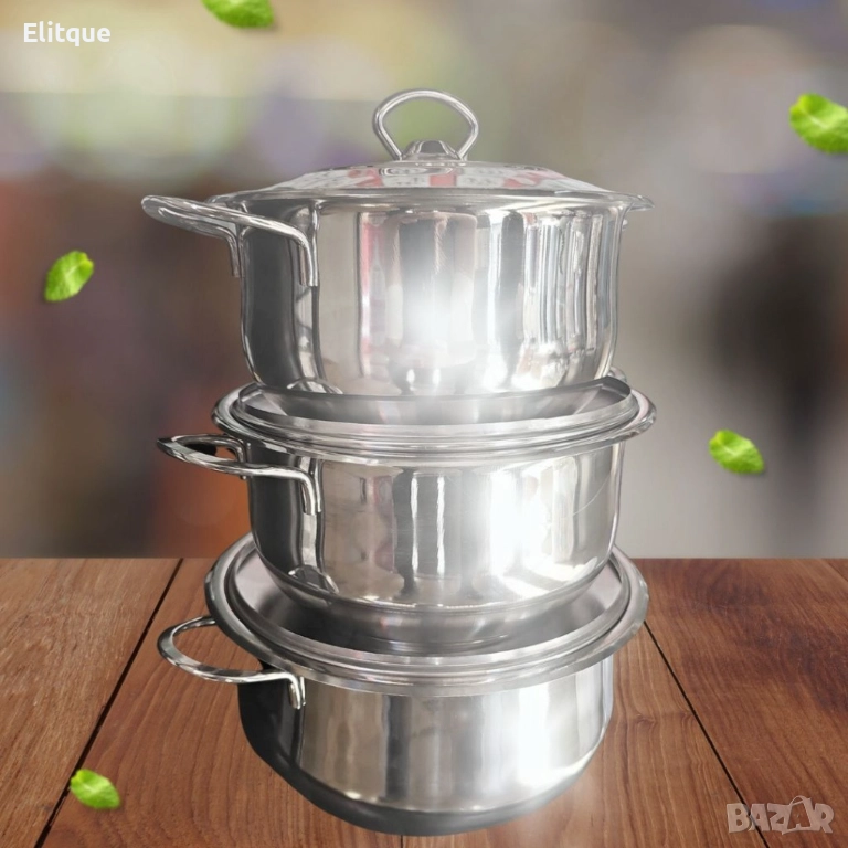 Комплект от три тенджери ИНОКС AREA с турско качество , снимка 1