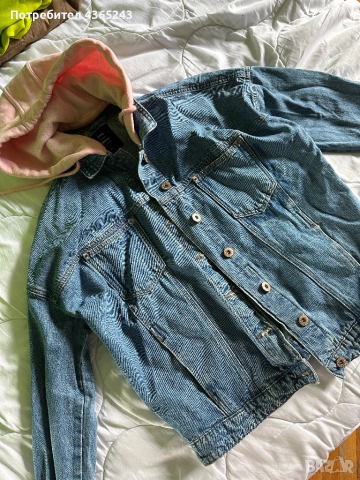 Дамско дънково яке Размер М с качулка, снимка 1