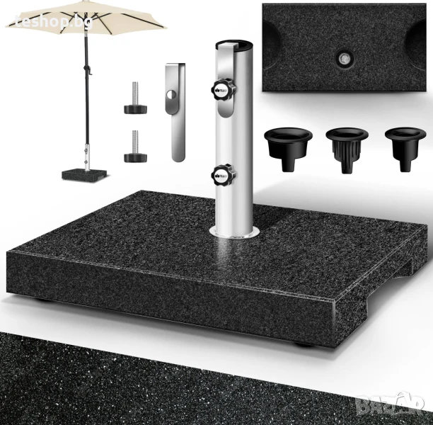 Гранитна стойка за чадъри с дръжка за носене Tillvex, снимка 1