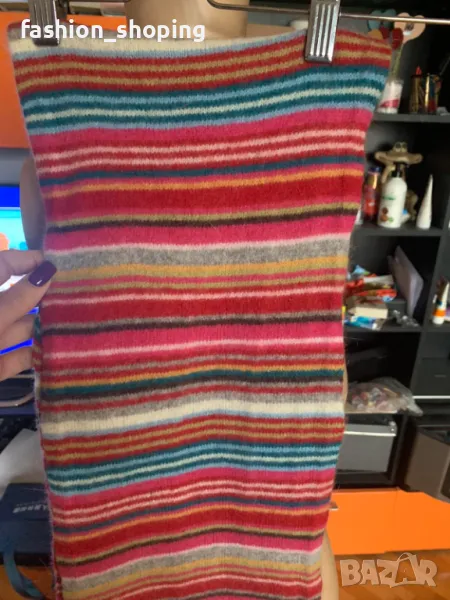 Пъстър шал вълна и ангора, снимка 1