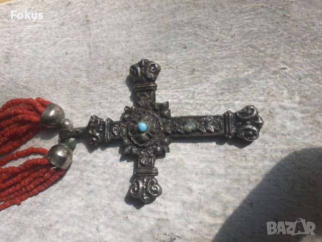 Стар накит кръст корали гердан колие, снимка 7 - Антикварни и старинни предмети - 40980638