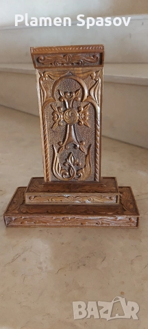 Дървен кръст с дърворезба , снимка 3 - Декорация за дома - 52818003