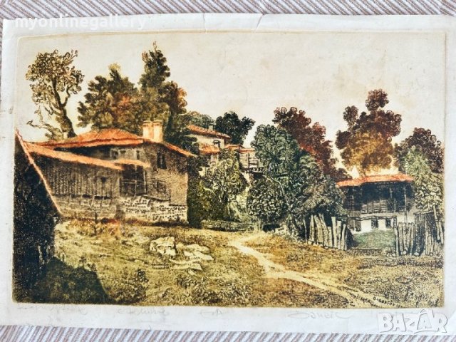 Данаил Игнатов Копривщица акватинта, снимка 2 - Картини - 42663874