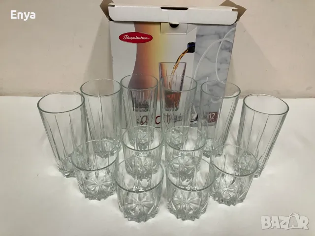 Комплект от 12 чаши - 6 чаши за аперитив и 6 чаши за безалкохолно - НОВИ !