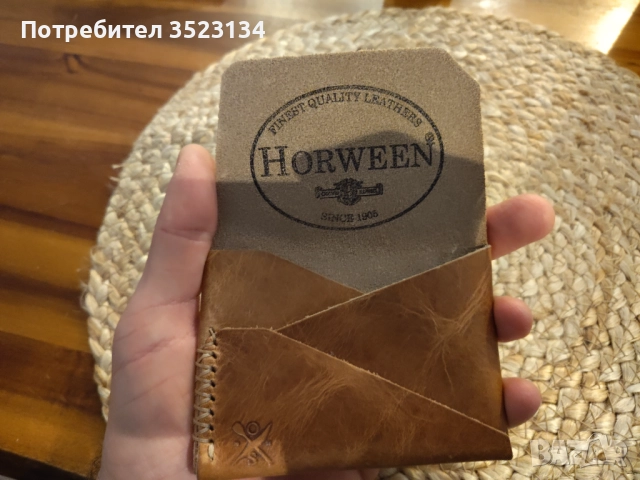 Мъжки луксозен бизнес портфейл от естествена кожа Horween, снимка 6 - Портфейли, портмонета - 52829230