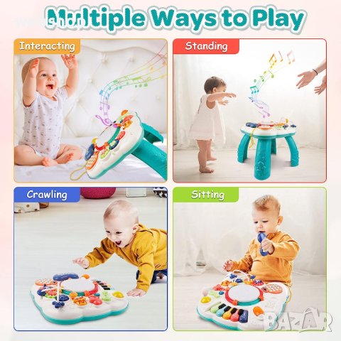Интерактивна бебешка, музикална масичка с игри, снимка 5 - Музикални играчки - 41203459