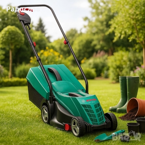 Електрическа косачка Bosch Rotak 32 - 1200W с GrassCombs, коси до самия ръб, кош 31 л, снимка 2 - Градинска техника - 52035631