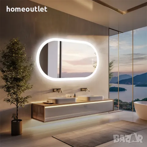 ПРОМОЦИЯ LED огледало с овална форма LUVODI XMR-T28-711-EU, снимка 3 - Огледала - 49675090