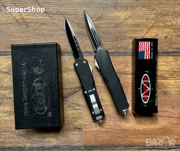 УНИКАЛЕН USA MicroTech Автоматичен Нож Ножовка с две остриета калъф ножове