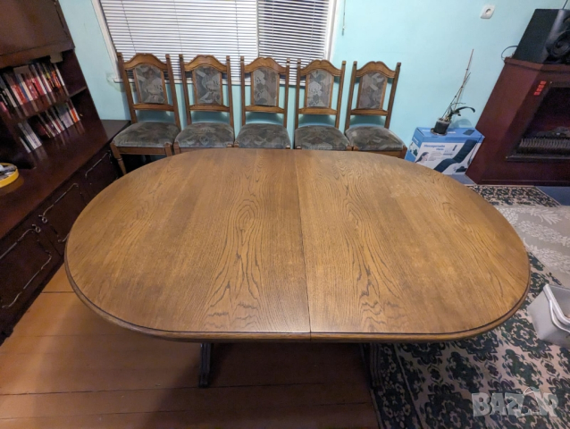 Трапезна маса (масив-Дъб) със 5 стола.. , снимка 5 - Маси - 44926598