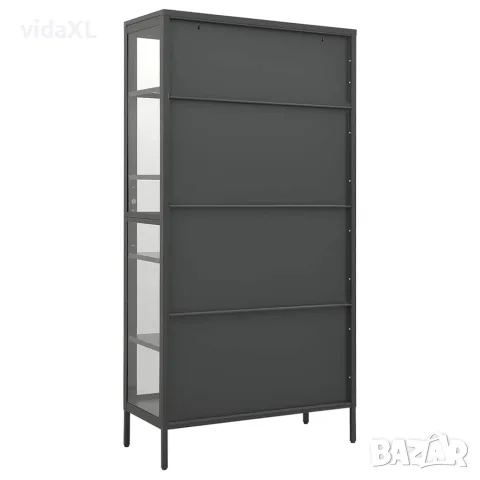 vidaXL Витрина, антрацит, 90x40x180 см, стомана и закалено стъкло, снимка 6 - Секции и витрини - 56147086