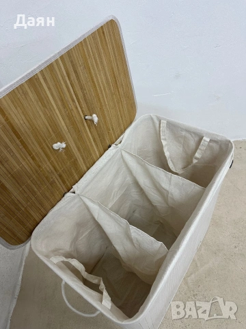 Кош за пране 170L, бамбук, сгъваем с капак и чанта за пране SONGMICS, снимка 7 - Други стоки за дома - 53142036
